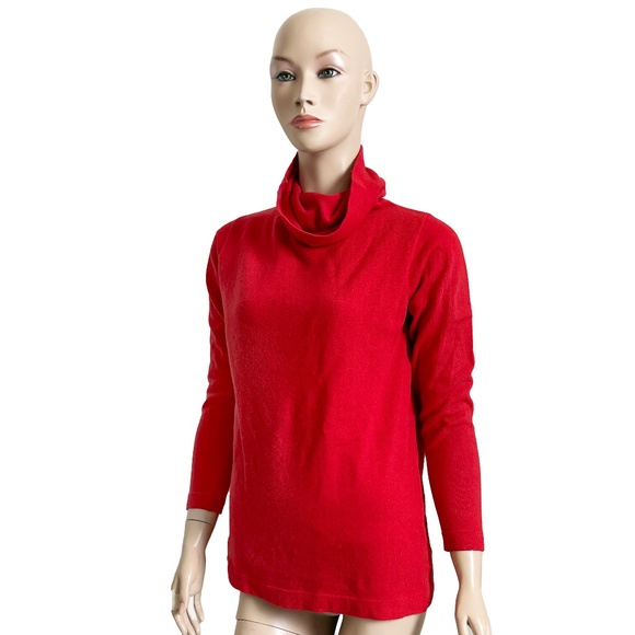 Bonnie Cashin Sweater  Cashmere Cowl Funnel Neck Red Knit Vintage 1970s HTF - Picture 3 of 8